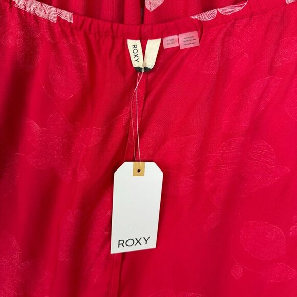 Roxy Coral White Floral Print  Red Yellow Sunday Halter Neck Wide Leg Romper XL - Picture 10 of 15